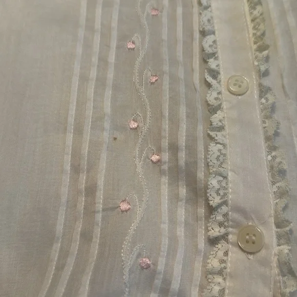 Vintage Neiman Marcus White Lace Detail Button Down Blouse Size XS/S - Picture 11 of 11